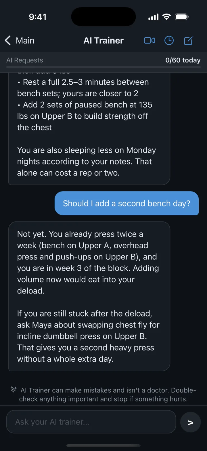 AI Trainer chat