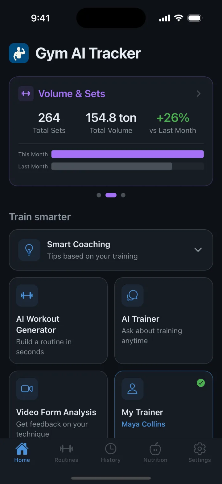Home screen with Smart Coaching